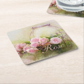 Dessous-de-verre Carré En Papier Panier rose (Incliné)