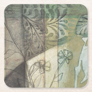 Dessous-de-verre Carré En Papier Panneau de jardin avec le feuille, les fleurs, et