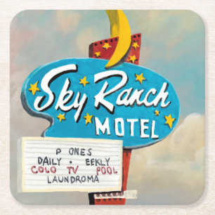 Dessous-de-verre Carré En Papier Panneau Sky Ranch Motel