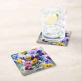 Dessous-de-verre Carré En Papier Pansies Joyeux anniversaire (En situation)