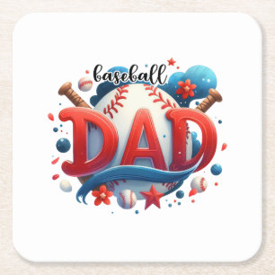 Dessous-de-verre Carré En Papier Papa de baseball