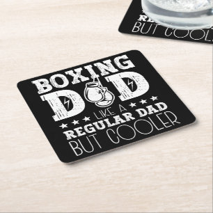 Dessous-de-verre Carré En Papier Papa En Boxe Comme Un Père Régulier Mais Glacière