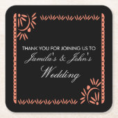 Dessous-de-verre Carré En Papier Papel Picado Fiesta Merci mexicain Orange (Devant)