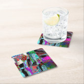 Dessous-de-verre Carré En Papier Paper Coaster – Neon Pulse (En situation)