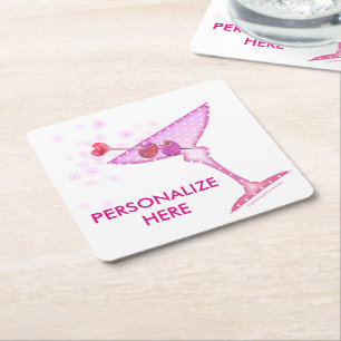 DESSOUS-DE-VERRE CARRÉ EN PAPIER PAPER COASTERS - PINK MARTINI