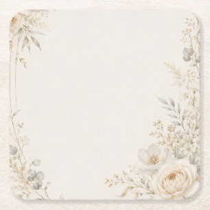 Dessous-de-verre Carré En Papier Papeterie de mariage avec des détails neutres raff