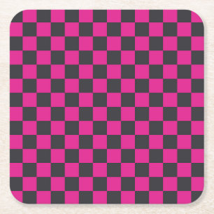 Dessous-de-verre Carré En Papier Papier carré à motif damier vert acide et noir