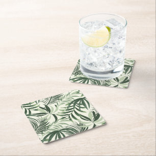 Dessous-de-verre Carré En Papier Papier Dessous de verre Palmes tropicales Imprimer