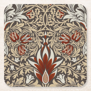 Dessous-de-verre Carré En Papier Papier peint floral Terreux Brun de William Morris