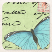 Papillon à ailes bleues sur carte postale Turquois