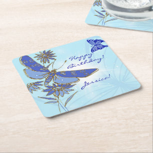 Dessous-de-verre Carré En Papier Papillon Bleu