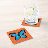 Dessous-de-verre Carré En Papier Papillon bleu (En situation)