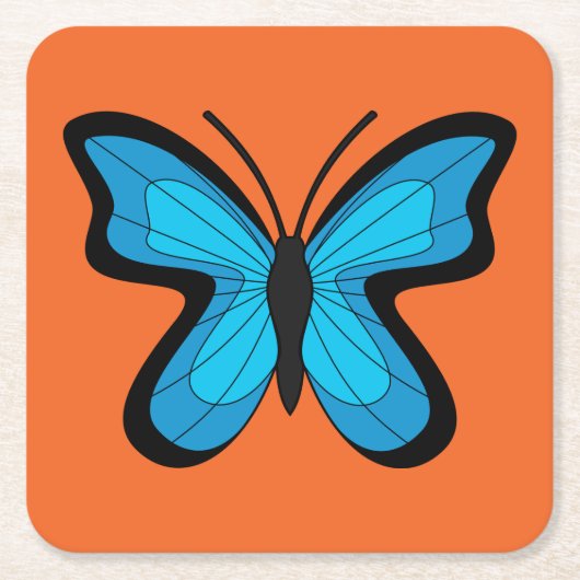 Dessous-de-verre Carré En Papier Papillon bleu (Devant)