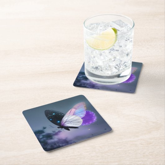 Dessous-de-verre Carré En Papier Papillon de nuit pourpre (En situation)