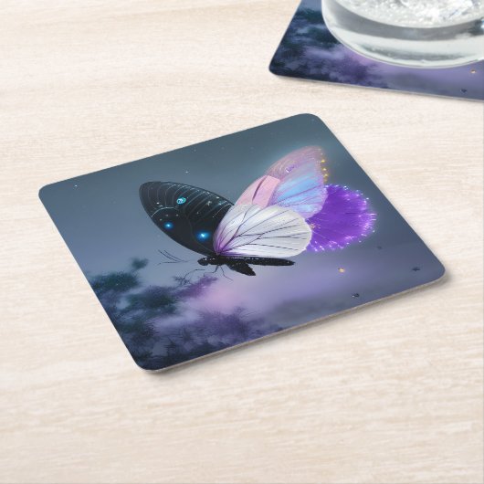 Dessous-de-verre Carré En Papier Papillon de nuit pourpre (Incliné)