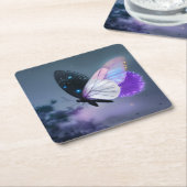 Dessous-de-verre Carré En Papier Papillon de Nuit Violet (Incliné)