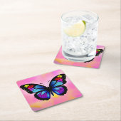 Dessous-de-verre Carré En Papier papillon ludique (En situation)