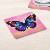 Dessous-de-verre Carré En Papier papillon ludique (Incliné)