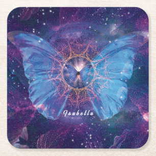 Dessous-de-verre Carré En Papier Papillon Morpho / Dessous de verre en papier de ga