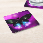 Dessous-de-verre Carré En Papier Papillon noir pétillant (Incliné)