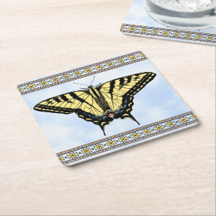 Dessous-de-verre Carré En Papier Papillon Queue d'hirondelle jaune du Sud-Ouest Cie