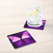 Dessous-de-verre Carré En Papier Papillon rose et violet (En situation)