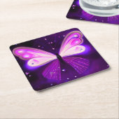 Dessous-de-verre Carré En Papier Papillon rose et violet (Incliné)