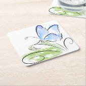 Dessous-de-verre Carré En Papier Papillon se reposant sur l'herbe au-dessus du (Incliné)