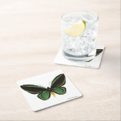 Dessous-de-verre Carré En Papier Papillon vert de Birdwing (En situation)