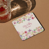 Dessous-de-verre Carré En Papier Papillon violet d'anniversaire Personnalisé