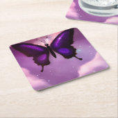 Dessous-de-verre Carré En Papier Papillon violet profond (Incliné)