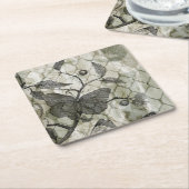 Dessous-de-verre Carré En Papier Papillons Arabesques I (Incliné)