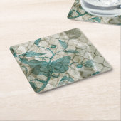 Dessous-de-verre Carré En Papier Papillons d'arabesque V (Incliné)