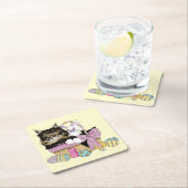 Dessous-de-verre Carré En Papier Pâques Panier Tabby Kitten (En situation)