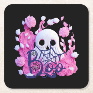 Dessous-de-verre Carré En Papier paquet de fantôme mignon Halloween boo