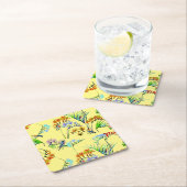 Dessous-de-verre Carré En Papier Paradis tropical jaune (En situation)