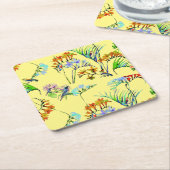 Dessous-de-verre Carré En Papier Paradis tropical jaune (Incliné)