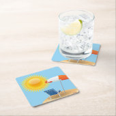 Dessous-de-verre Carré En Papier Parapluie soleil et plage  (En situation)