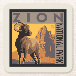 Dessous-de-verre Carré En Papier Parc national de Zion Ram