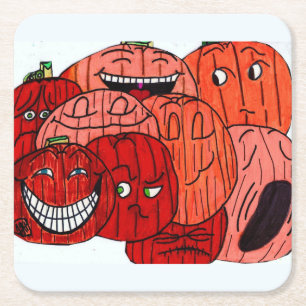 DESSOUS-DE-VERRE CARRÉ EN PAPIER PARCELLE DE CITROUILLES D'HALLOWEEN