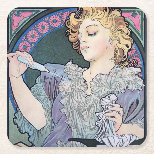 Dessous-de-verre Carré En Papier Parfum, Alphonse Mucha (Devant)
