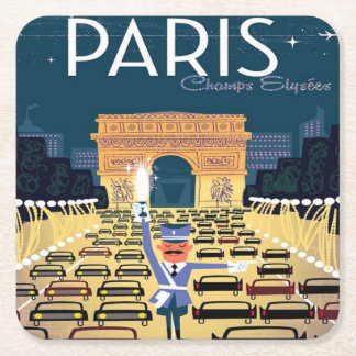 Dessous-de-verre Carré En Papier Paris France Vintage voyage en vacances