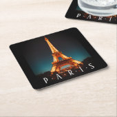 Dessous-de-verre Carré En Papier Paris, La Tour Eiffel En Nuit, Vs 2 (Incliné)