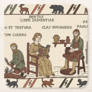 Dessous-de-verre Carré En Papier parodie de la tapisserie de bayeux