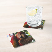 Dessous-de-verre Carré En Papier Parrot Macaw Scarlet Manger Toast (En situation)