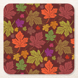 Dessous-de-verre Carré En Papier Partie de thanksgiving d'automne de feuillage de