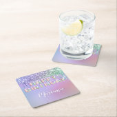 Dessous-de-verre Carré En Papier Parties scintillant arc-en-ciel gouttes Fille fête (En situation)