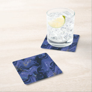 Dessous-de-verre Carré En Papier Parties scintillant bleue Galaxy Swirl Abstrait Mo