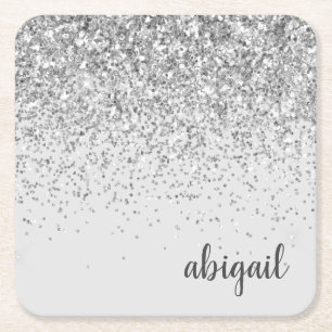 Dessous-de-verre Carré En Papier Parties scintillant d'argent personnalisée Sparkl