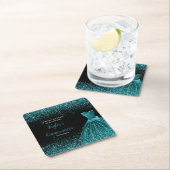 Dessous-de-verre Carré En Papier Parties scintillant de Quinceanera Blue Turquoise  (En situation)